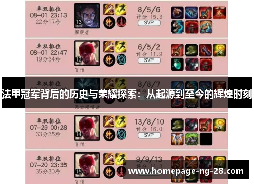 法甲冠军背后的历史与荣耀探索:从起源到至今的辉煌时刻 法甲冠军背后的历史与荣耀探索:从起源到至今的辉煌时刻